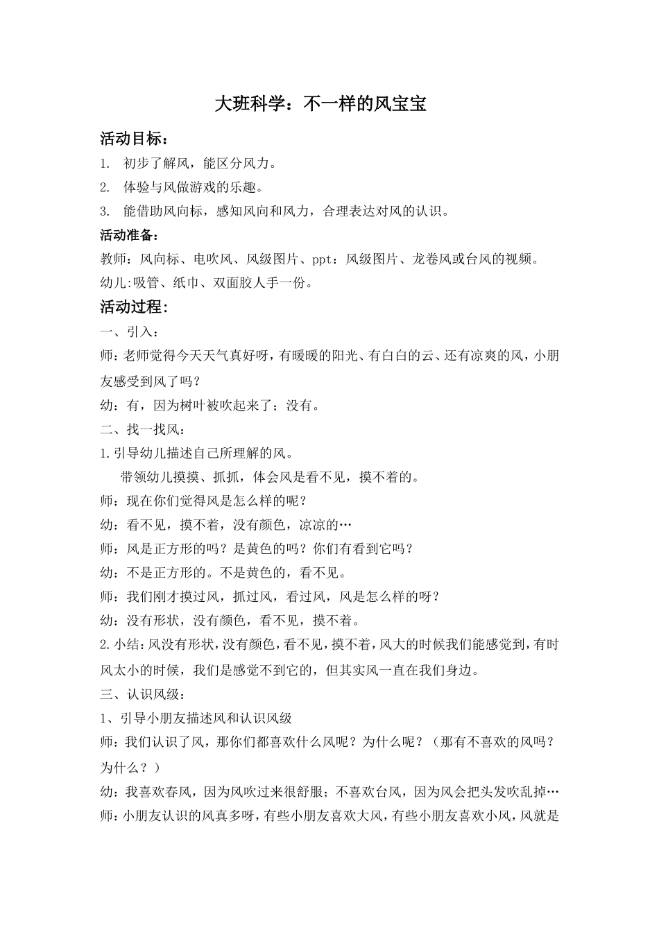 大班科学活动---不一样的风宝宝_第1页