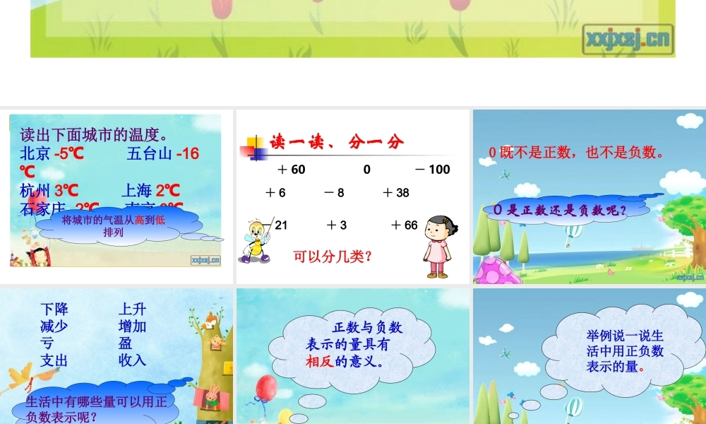 北师大版数学四年级上册《正负数》课件