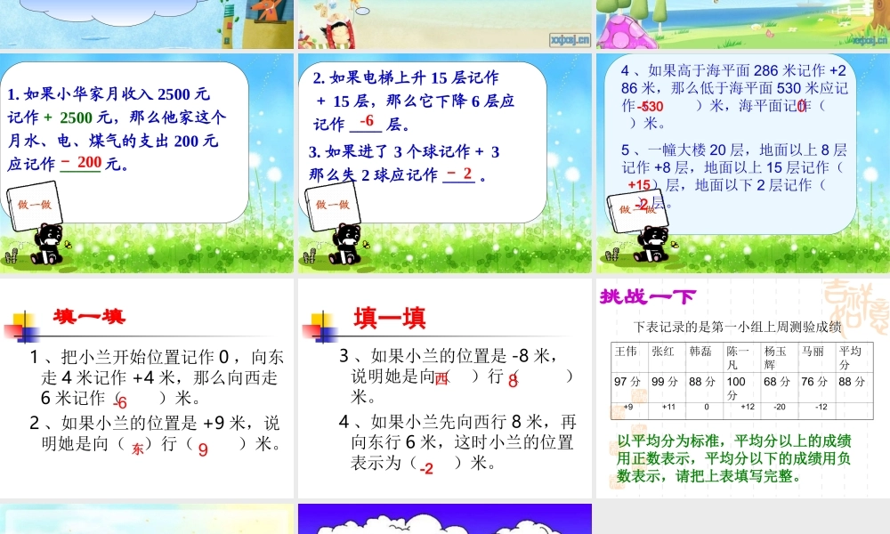 北师大版数学四年级上册《正负数》课件