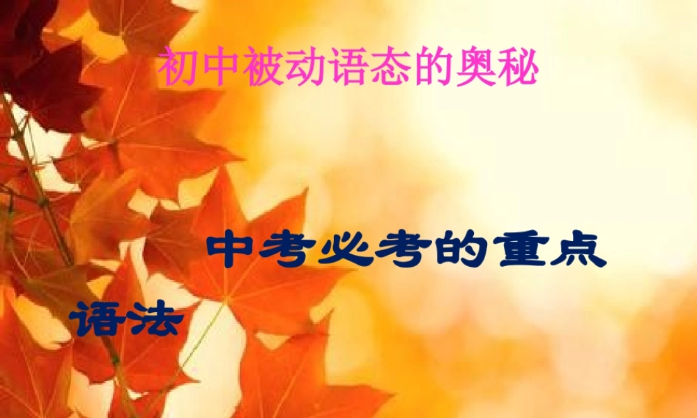 被动语态讲解PPT