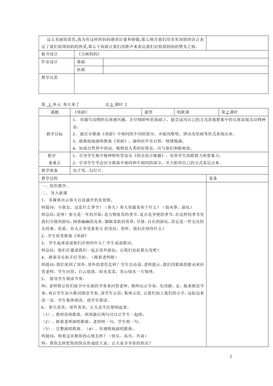 2014二年级下册音乐教案_第2页