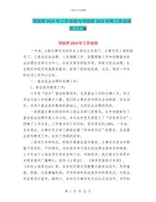 司法所2024年工作总结与司法所2024年终工作总结范文汇编