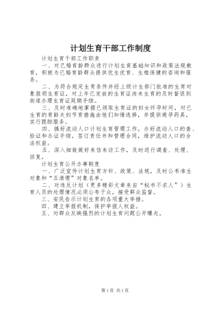 计划生育干部工作制度