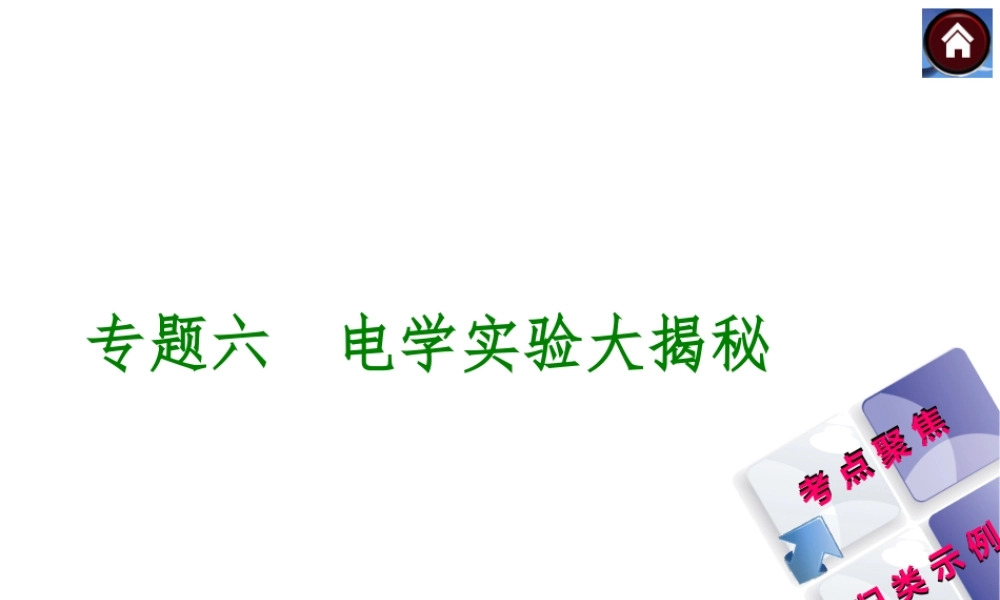 【最新—中考必备】（安徽专版）2014中考复习方案课件（考点聚焦+归类示例）-专题精讲：专题六　电学实验大揭秘