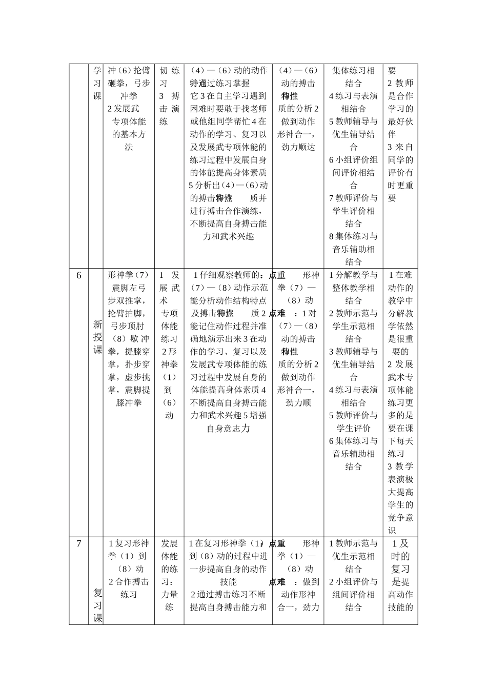 武术运动单元教学计1_第3页