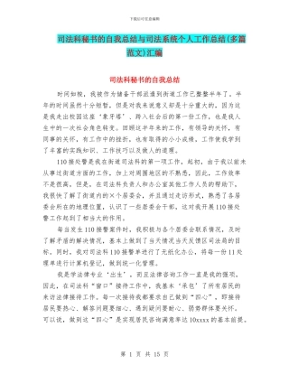 司法科秘书的自我总结与司法系统个人工作总结汇编