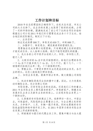 工作计划和目标