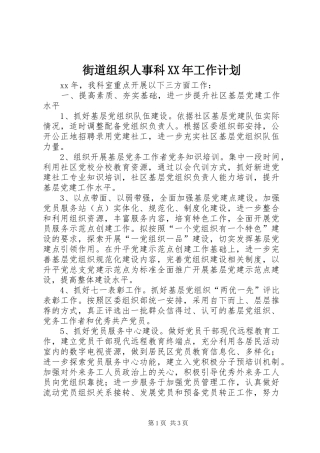 街道组织人事科XX年工作计划