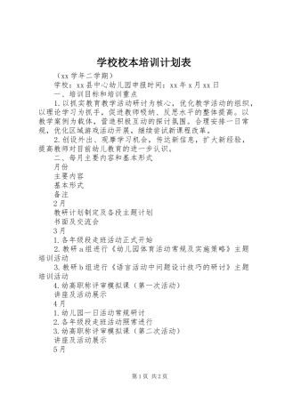 学校校本培训计划表