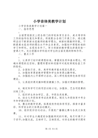 小学音体美教学计划