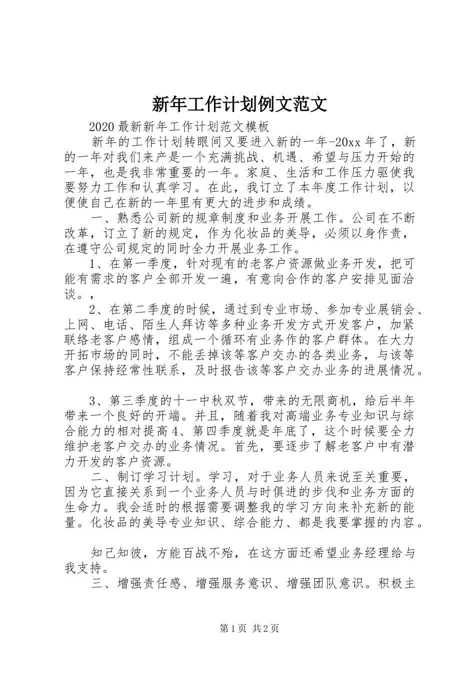 新年工作计划例文范文_第1页
