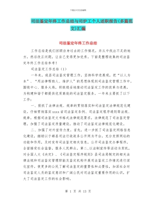 司法鉴定年终工作总结与司炉工个人述职报告汇编