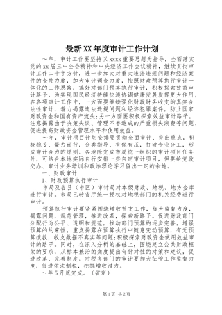 最新XX年度审计工作计划