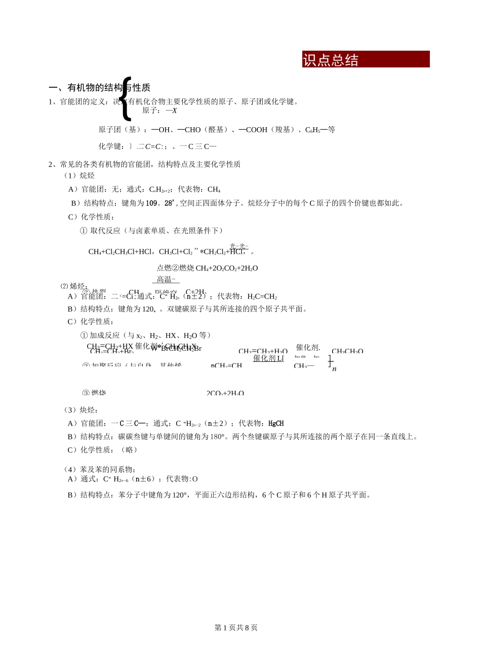 高考化学必备—有机化学知识点总结_第1页