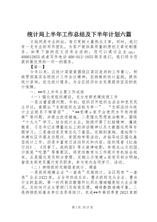 统计局上半年工作总结及下半年计划六篇_1