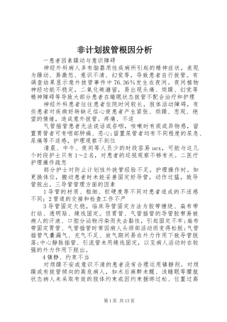 非计划拔管根因分析