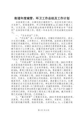 街道年度城管、环卫工作总结及工作计划