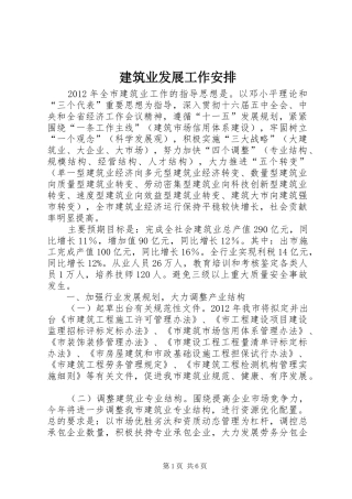 建筑业发展工作安排