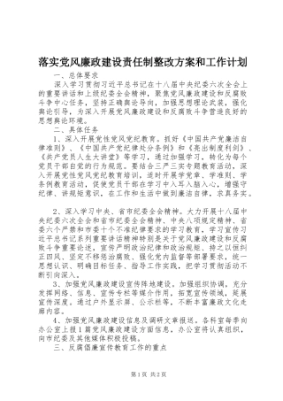 落实党风廉政建设责任制整改方案和工作计划