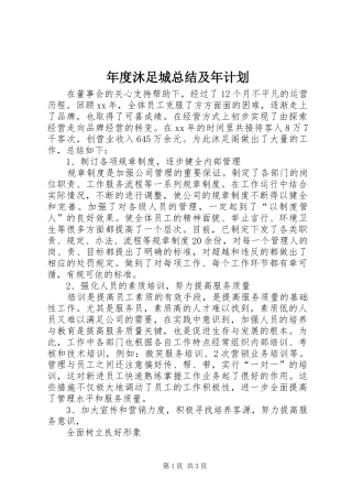 年度沐足城总结及年计划