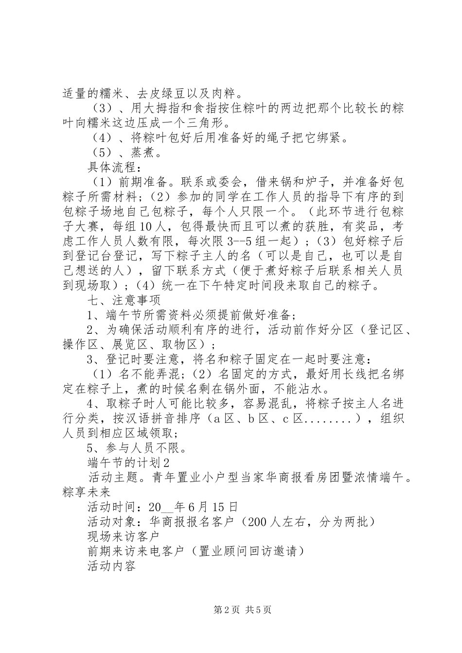 端午节的计划最新集锦大全_第2页