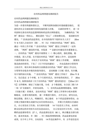 农村药品两网建设调研报告-精品文案范文