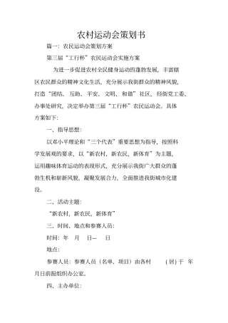农村运动会策划书
