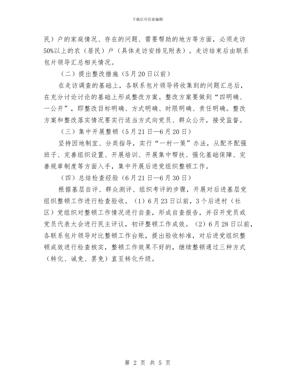 后进党组织整顿整改工作意见与后进党组织整顿落实情况报告汇编_第2页