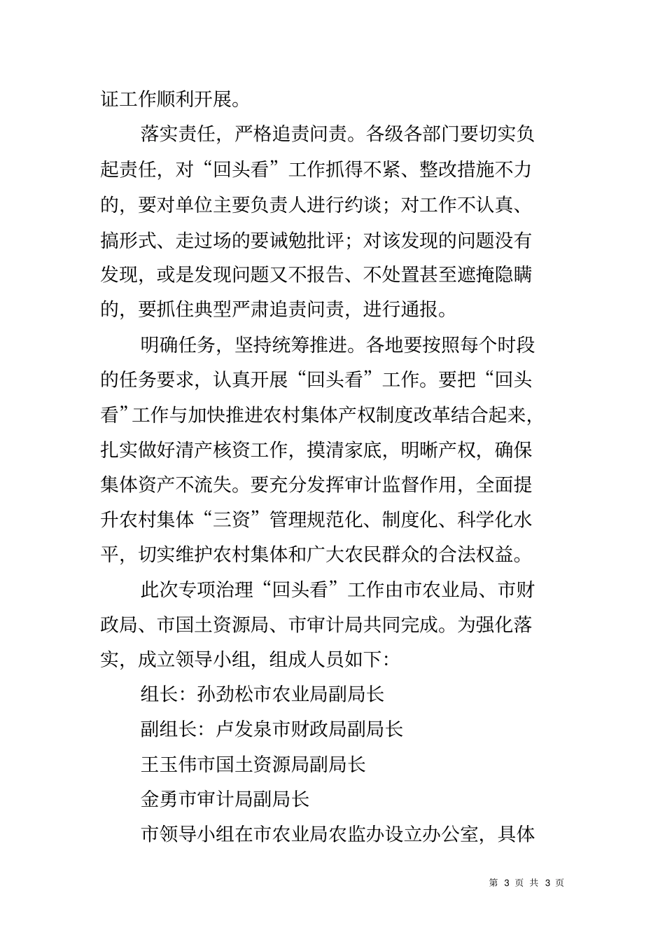农村集体三资监管突出问题专项治理回头看实施方案_第3页
