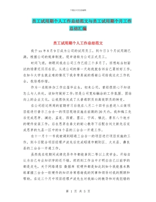 员工试用期个人工作总结范文与员工试用期个月工作总结汇编