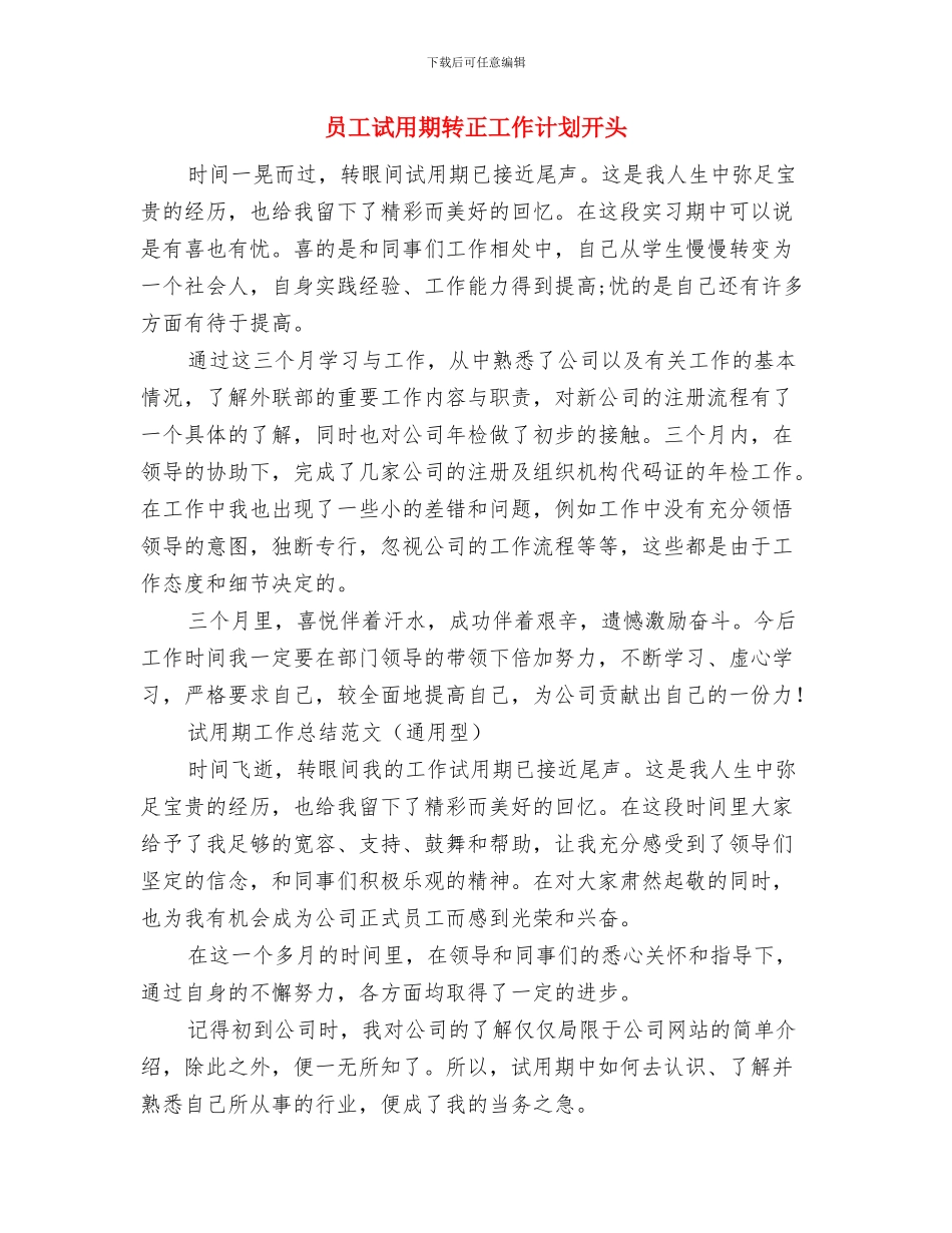 员工试用期新年工作计划例文与员工试用期转正工作计划开头汇编_第2页