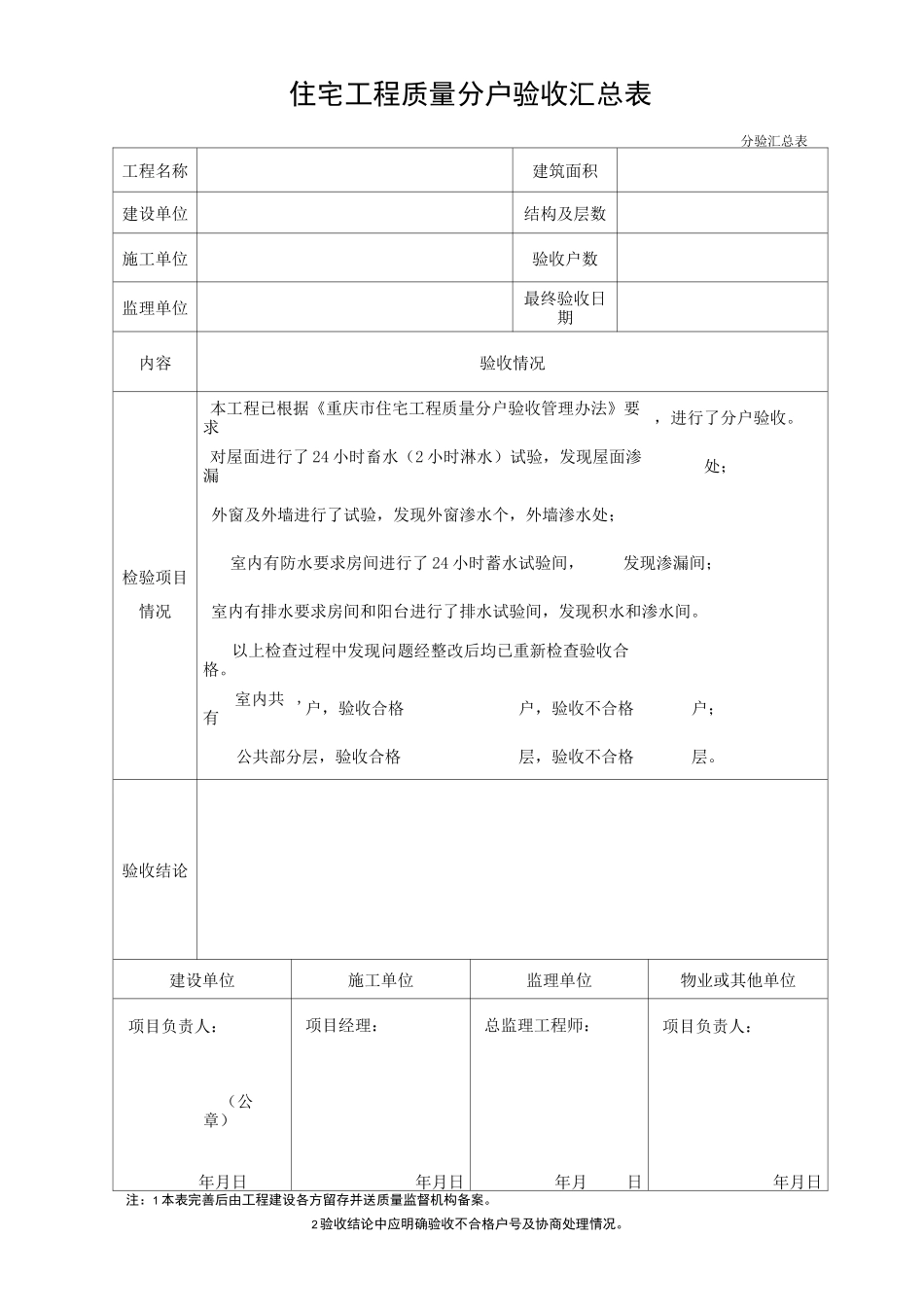 住宅工程质量分户验收表、分户验收记录表_第2页