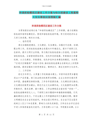 和谐质检模范区建设工作方案与哈尔滨建设工程重特大安全事故应急预案汇编