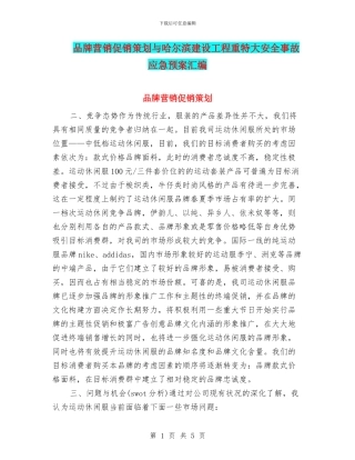 品牌营销促销策划与哈尔滨建设工程重特大安全事故应急预案汇编