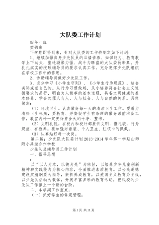 大队委工作计划