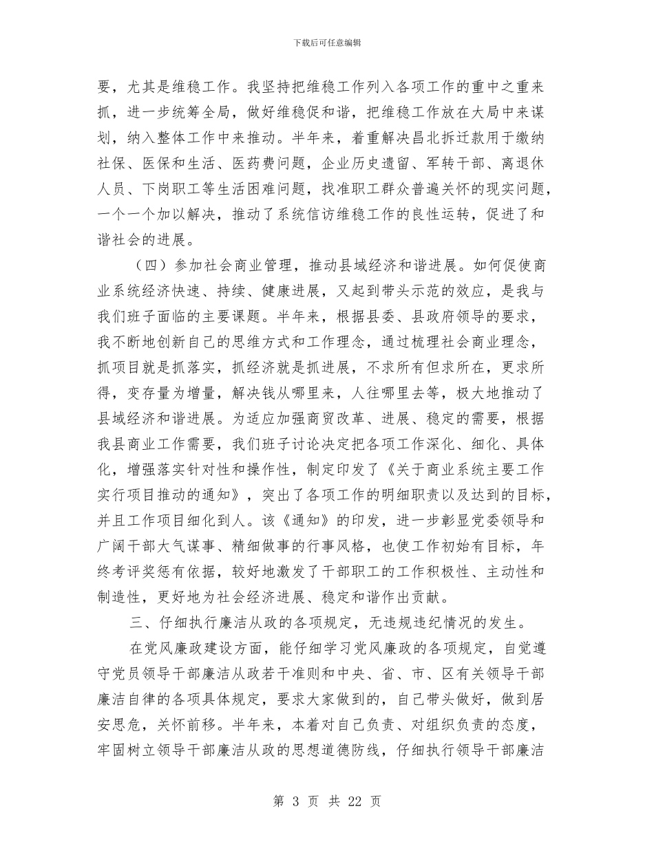 商业局党委述职汇报与商业局创卫工作总结及2024年工作要点汇编_第3页