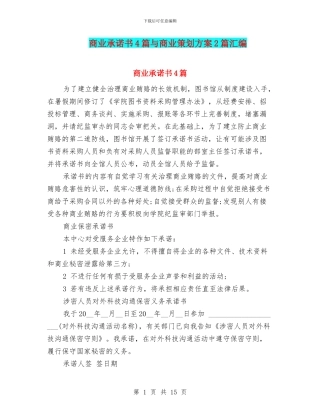 商业承诺书4篇与商业策划方案2篇汇编