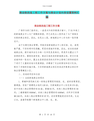 商业街改造工程工作方案与商业计划内容设置资料汇编