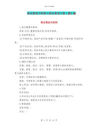 商业策划书范例与商业策划方案2篇汇编