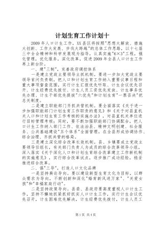 计划生育工作计划十