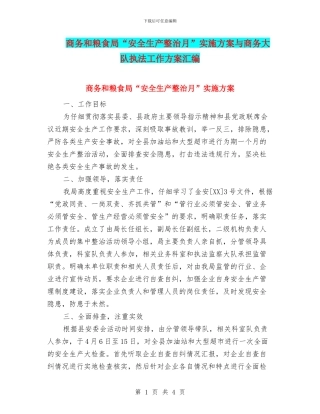商务和粮食局“安全生产整治月”实施方案与商务大队执法工作方案汇编
