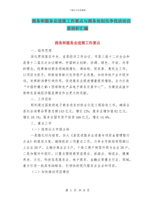 商务和服务业发展工作要点与商务处创先争优活动自查剖析汇编
