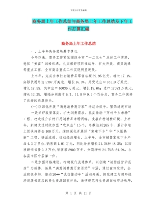 商务局上年工作总结与商务局上年工作总结及下年工作打算汇编