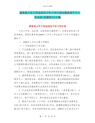 商务局上年工作总结及下年工作计划与商务局个人工作总结汇编
