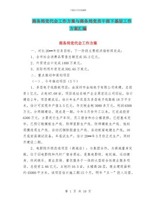 商务局党代会工作方案与商务局党员干部下基层工作方案汇编