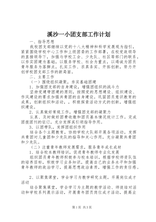 溪沙一小团支部工作计划