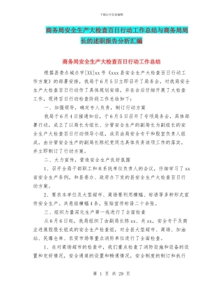 商务局安全生产大检查百日行动工作总结与商务局局长的述职报告分析汇编