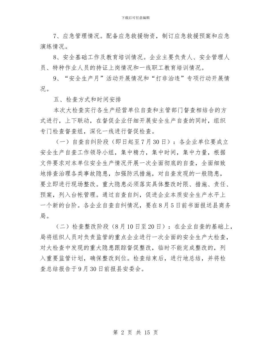 商务局安全生产检查实施方案与商务局工作方案4篇汇编_第2页