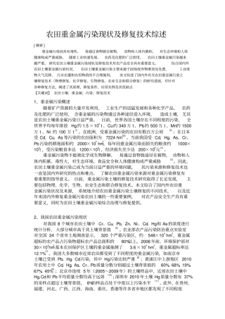 农田重金属污染现状