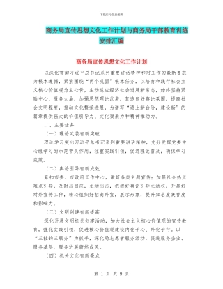 商务局宣传思想文化工作计划与商务局干部教育训练安排汇编